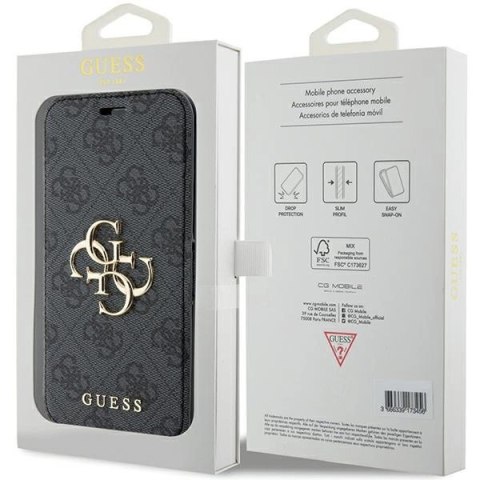 Etui Guess 4G Metal Logo na iPhone 15 / 14 / 13 - szare