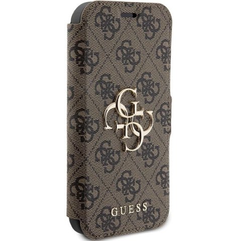 Etui Guess 4G Metal Logo na iPhone 15 Pro - brązowe