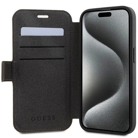 Etui Guess 4G Metal Logo na iPhone 15 Pro - brązowe