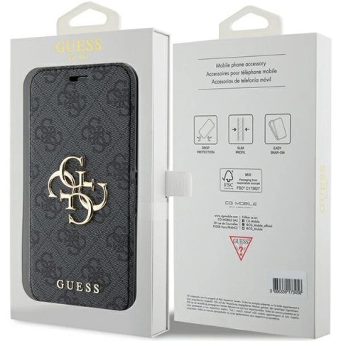 Etui Guess 4G Metal Logo na iPhone 15 Pro - szare