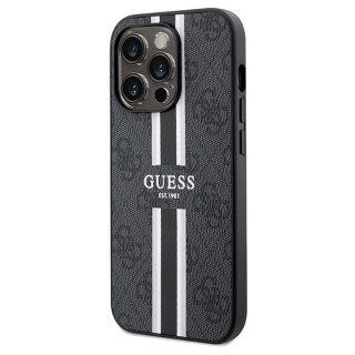 Etui Guess 4G Printed Stripes MagSafe na iPhone 15 Pro Max - czarne