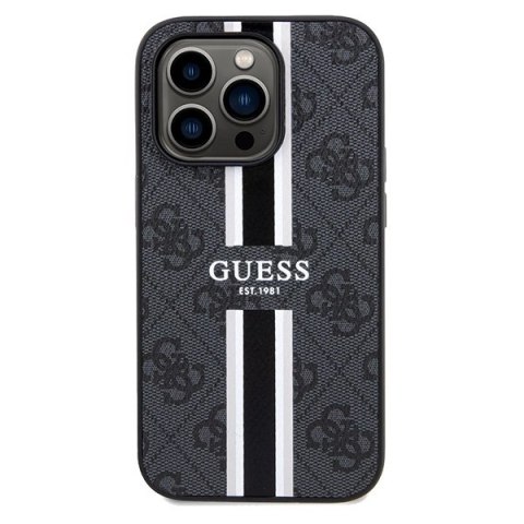 Etui Guess 4G Printed Stripes MagSafe na iPhone 15 Pro Max - czarne