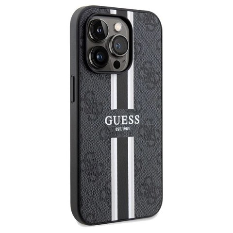 Etui Guess 4G Printed Stripes MagSafe na iPhone 15 Pro Max - czarne
