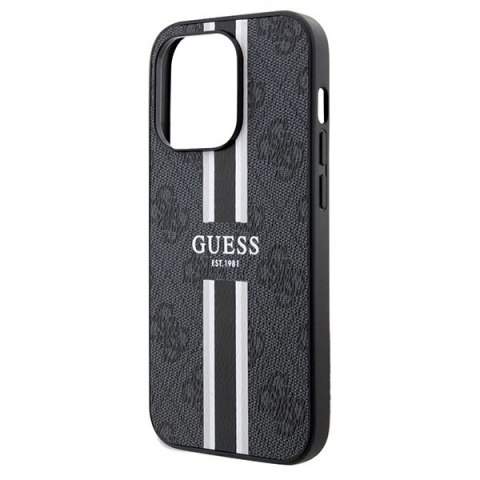 Etui Guess 4G Printed Stripes MagSafe na iPhone 15 Pro Max - czarne