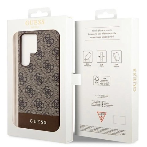 Etui Guess 4G Stripe Collection na Samsung Galaxy S24 Ultra - brązowe