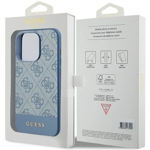 Etui Guess 4G Stripe Collection na iPhone 15 Pro Max - niebieskie