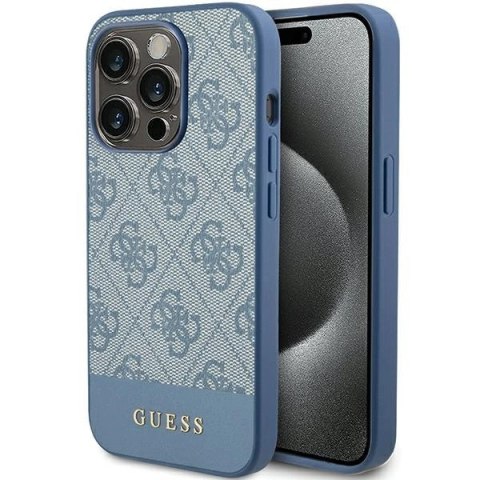 Etui Guess 4G Stripe Collection na iPhone 15 Pro - niebieskie