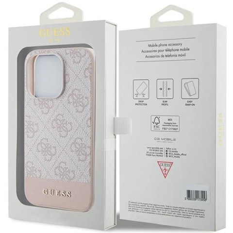 Etui Guess 4G Stripe Collection na iPhone 15 Pro - różowe