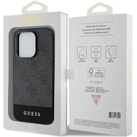 Etui Guess 4G Stripe Collection na iPhone 15 Pro - szare