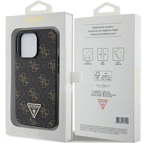 Etui Guess 4G Triangle Metal Logo na iPhone 14 Pro - czarne