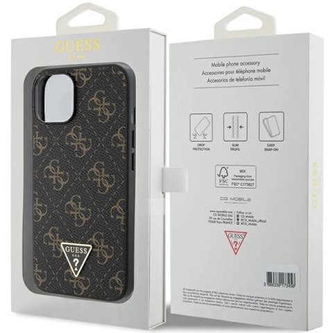 Etui Guess 4G Triangle Metal Logo na iPhone 15 Plus / 14 Plus - czarne