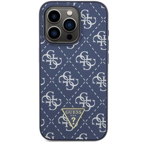 Etui Guess 4G Triangle Metal Logo na iPhone 15 Pro - niebieskie