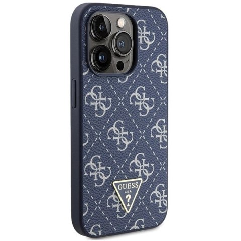 Etui Guess 4G Triangle Metal Logo na iPhone 15 Pro - niebieskie