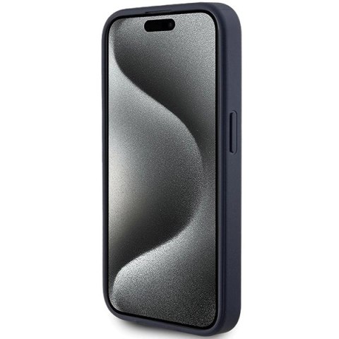 Etui Guess 4G Triangle Metal Logo na iPhone 15 Pro - niebieskie