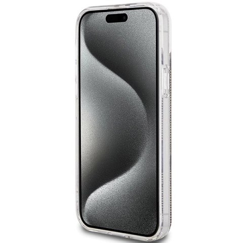 Etui Guess IML 4G Gold Stripe na iPhone 15 Plus / 14 Plus - brązowe