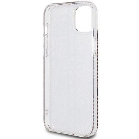 Etui Guess IML 4G Gold Stripe na iPhone 15 Plus / 14 Plus - brązowe
