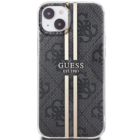 Etui Guess IML 4G Gold Stripe na iPhone 15 Plus / 14 Plus - czarne