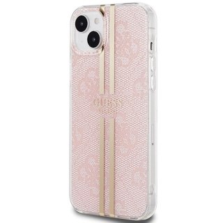 Etui Guess IML 4G Gold Stripe na iPhone 15 Plus / 14 Plus - różowe