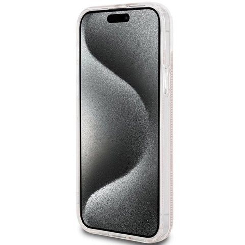 Etui Guess IML 4G Gold Stripe na iPhone 15 Plus / 14 Plus - różowe