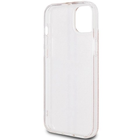 Etui Guess IML 4G Gold Stripe na iPhone 15 Plus / 14 Plus - różowe