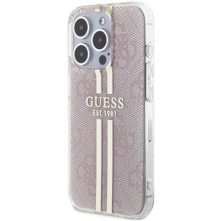 Etui Guess IML 4G Gold Stripe na iPhone 15 Pro - różowe