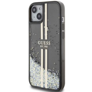 Etui Guess Liquid Glitter Gold Stripes na iPhone 15 / 14 / 13 - czarne