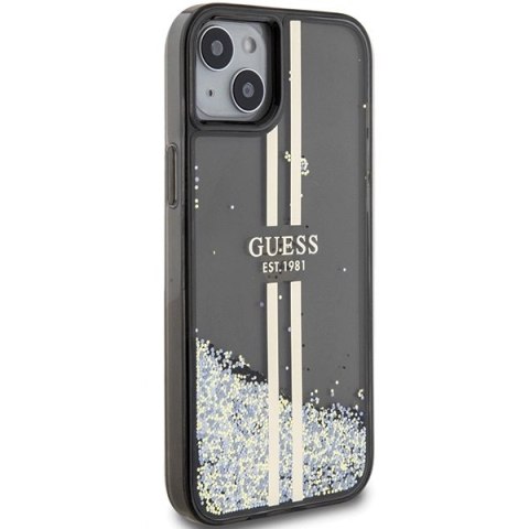 Etui Guess Liquid Glitter Gold Stripes na iPhone 15 / 14 / 13 - czarne