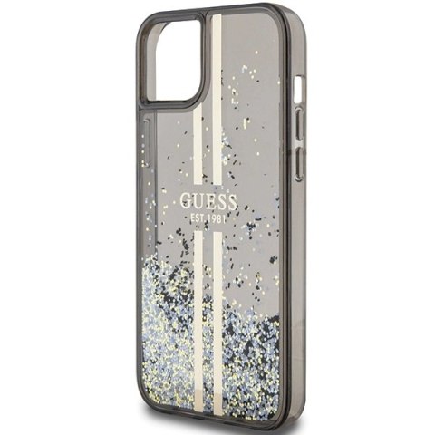 Etui Guess Liquid Glitter Gold Stripes na iPhone 15 / 14 / 13 - czarne