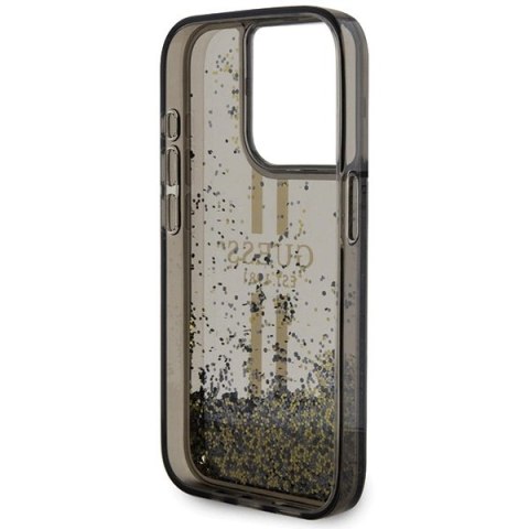 Etui Guess Liquid Glitter Gold Stripes na iPhone 15 Pro - czarne