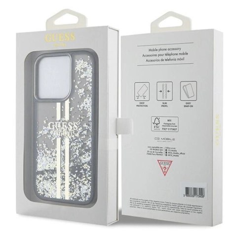 Etui Guess Liquid Glitter Gold Stripes na iPhone 15 Pro - czarne