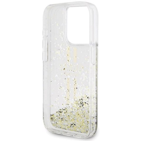 Etui Guess Liquid Glitter Gold Stripes na iPhone 15 Pro - przezroczyste