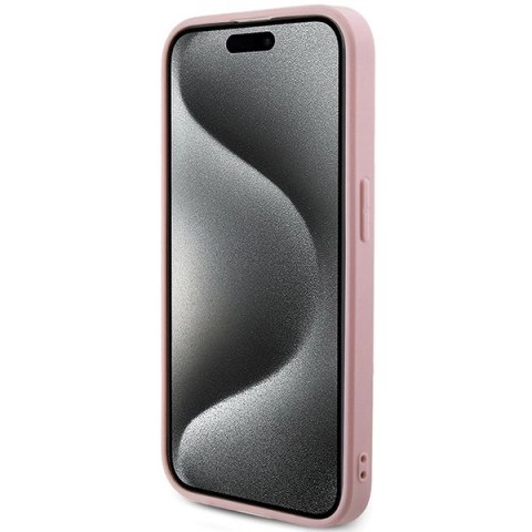 Etui Guess Saffiano Iridescent Script na iPhone 15 Pro - różowe
