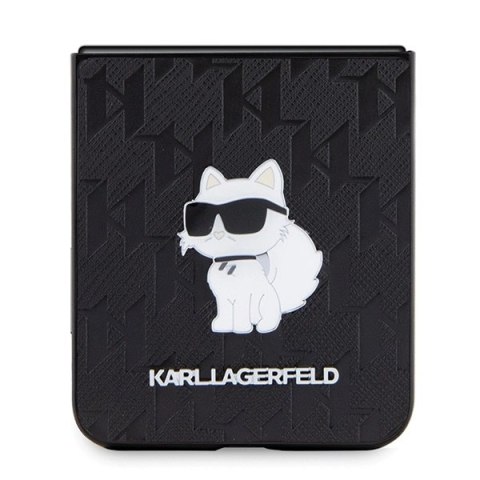 Etui Karl Lagerfeld Saffiano Monogram Choupette Pin na Samsung Galaxy Z Flip 5 - czarne Etui Karl Lagerfeld Saffiano Monogram Choupette Pin na Samsung Galaxy Z Flip 5 - czarne