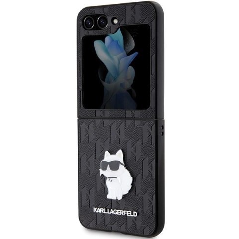 Etui Karl Lagerfeld Saffiano Monogram Choupette Pin na Samsung Galaxy Z Flip 5 - czarne Etui Karl Lagerfeld Saffiano Monogram Choupette Pin na Samsung Galaxy Z Flip 5 - czarne