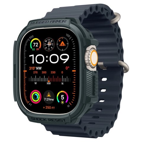 Etui Spigen Rugged Armor na Apple Watch Ultra 1 / 2 (49 mm) - ciemnozielone Etui Spigen Rugged Armor na Apple Watch Ultra 1 / 2 (49 mm) - ciemnozielone