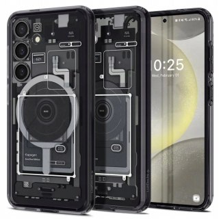 Etui Spigen Ultra Hybrid OneTap Ring z MagSafe na Samsung Galaxy S24 - przezroczyste (wzór Zero One)