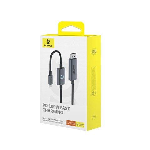 Kabel Baseus High Definition Series BS-OH139 USB-C / DP 8K PD 100W 1.5m - czarny Kabel Baseus High Definition Series BS-OH139 USB-C / DP 8K PD 100W 1.5m - czarny