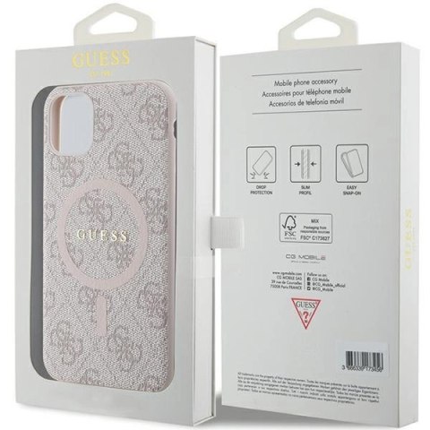 Etui Guess 4G Collection Leather Metal Logo MagSafe na iPhone 11 / XR - różowe