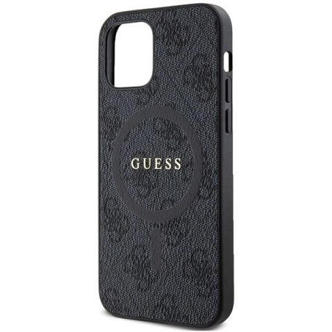 Etui Guess 4G Collection Leather Metal Logo MagSafe na iPhone 12 Pro / iPhone 12 - czarne
