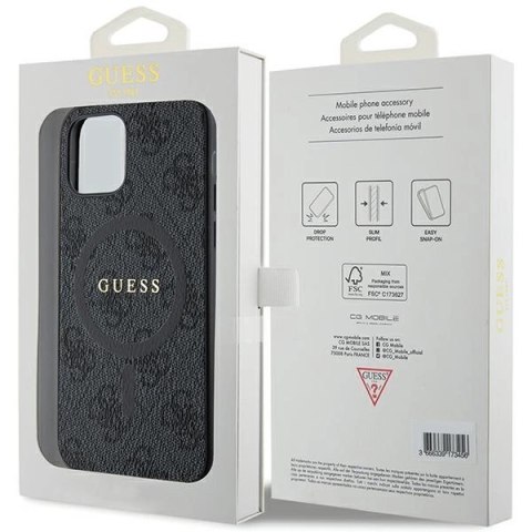 Etui Guess 4G Collection Leather Metal Logo MagSafe na iPhone 12 Pro / iPhone 12 - czarne