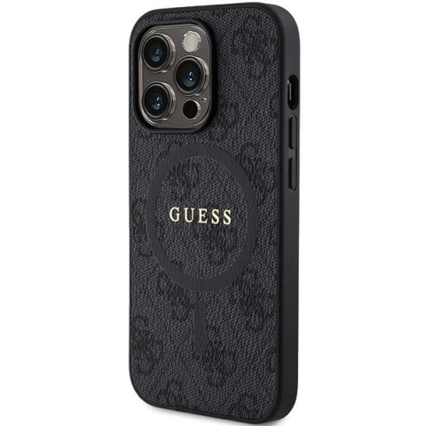 Etui Guess 4G Collection Leather Metal Logo MagSafe na iPhone 15 Pro - czarne