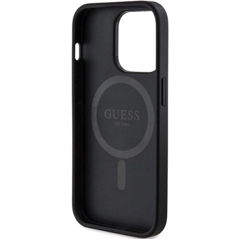 Etui Guess 4G Collection Leather Metal Logo MagSafe na iPhone 15 Pro - czarne