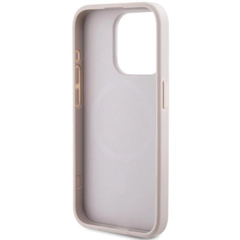Etui Guess 4G Collection Leather Metal Logo MagSafe na iPhone 15 Pro - różowe