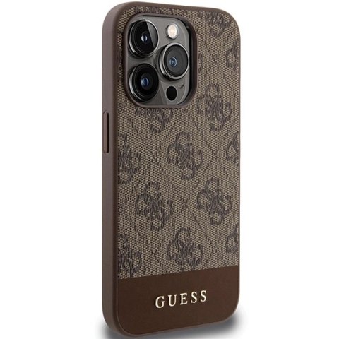 Etui Guess 4G Stripe Collection na iPhone 15 Pro Max - brązowe