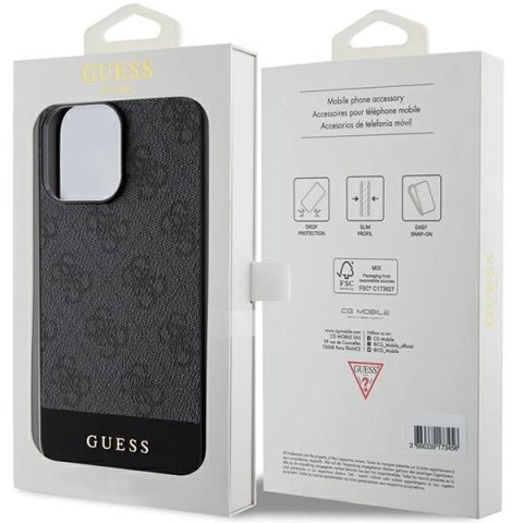 Etui Guess 4G Stripe Collection na iPhone 15 Pro Max - szare