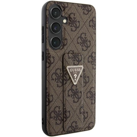 Etui Guess Grip Stand 4G Triangle Strass na Samsung Galaxy S24+ - brązowe