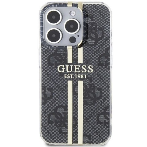 Etui Guess IML 4G Gold Stripe na iPhone 15 Pro Max - czarne