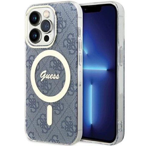 Etui Guess IML 4G MagSafe na iPhone 15 Pro Max - niebieskie