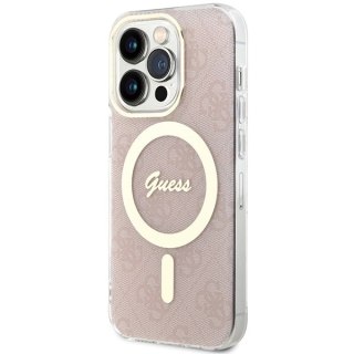 Etui Guess IML 4G MagSafe na iPhone 15 Pro Max - różowe