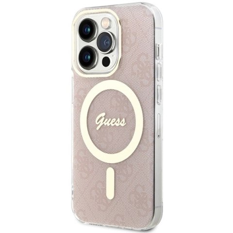 Etui Guess IML 4G MagSafe na iPhone 15 Pro Max - różowe